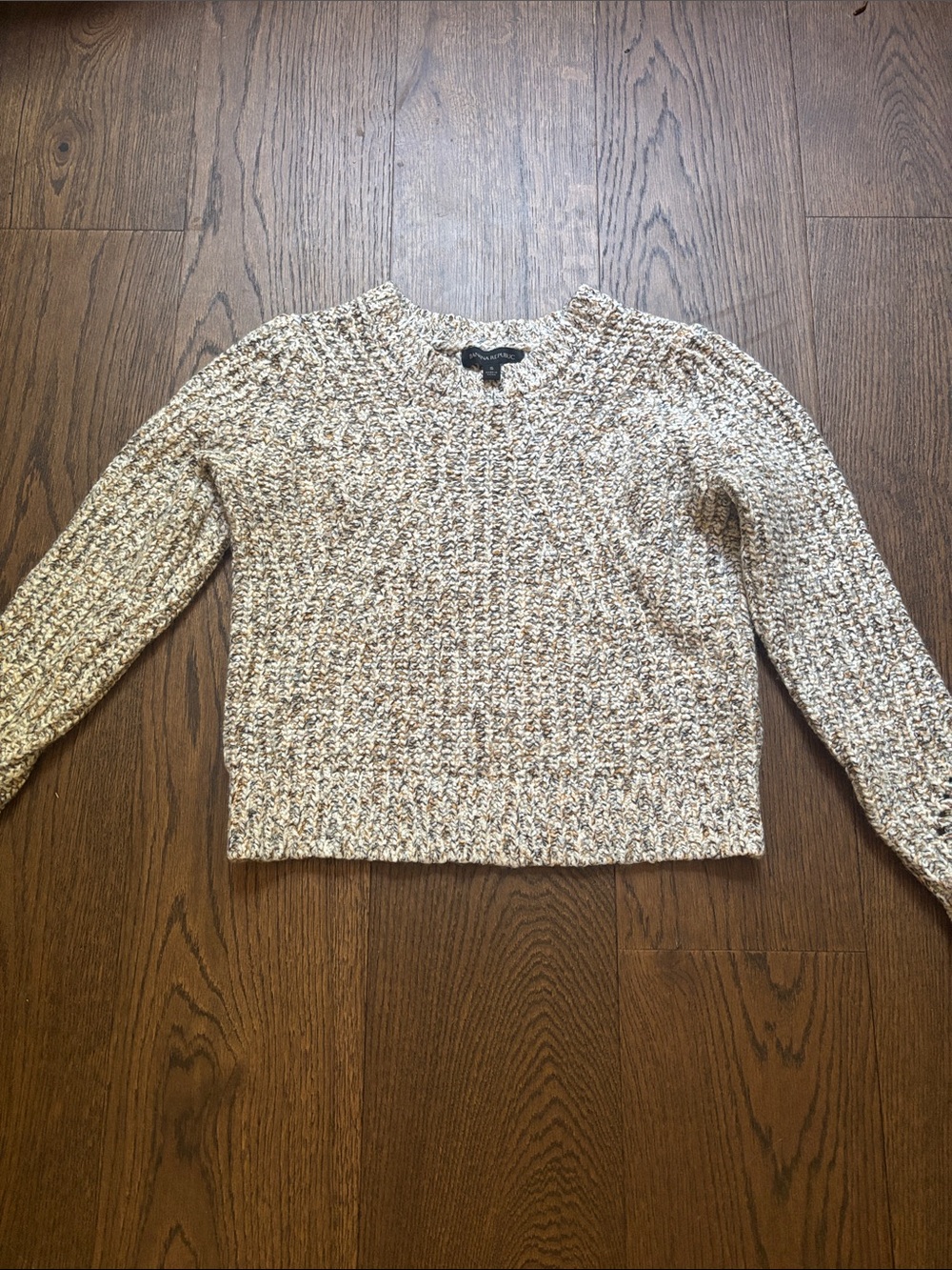 Banana Republic Cream and Tan Marled Crewneck Sweater